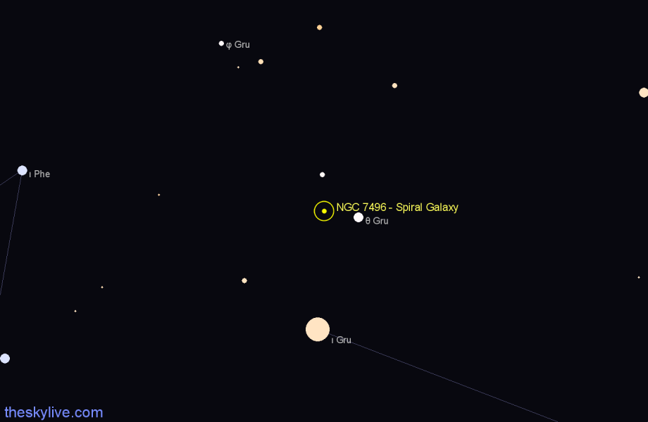 Finder chart NGC 7496 - Spiral Galaxy in Grus star