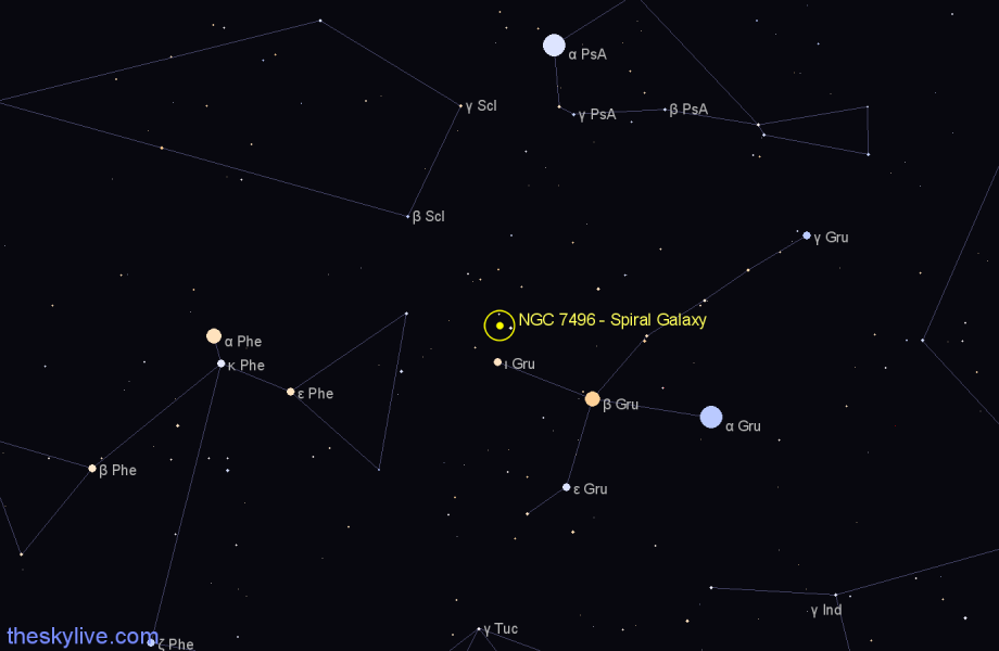 Finder chart NGC 7496 - Spiral Galaxy in Grus star