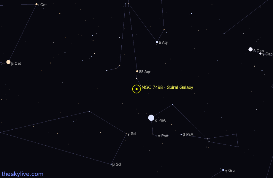 Finder chart NGC 7498 - Spiral Galaxy in Aquarius star