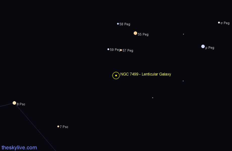 Finder chart NGC 7499 - Lenticular Galaxy in Pisces star