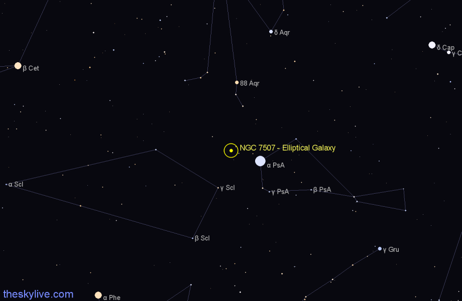 Finder chart NGC 7507 - Elliptical Galaxy in Sculptor star