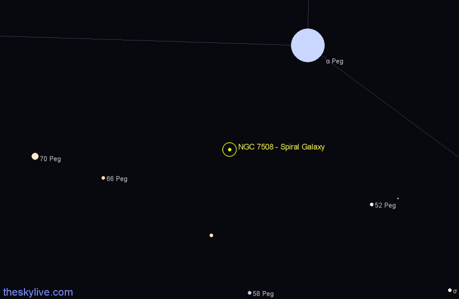 Finder chart NGC 7508 - Spiral Galaxy in Pegasus star