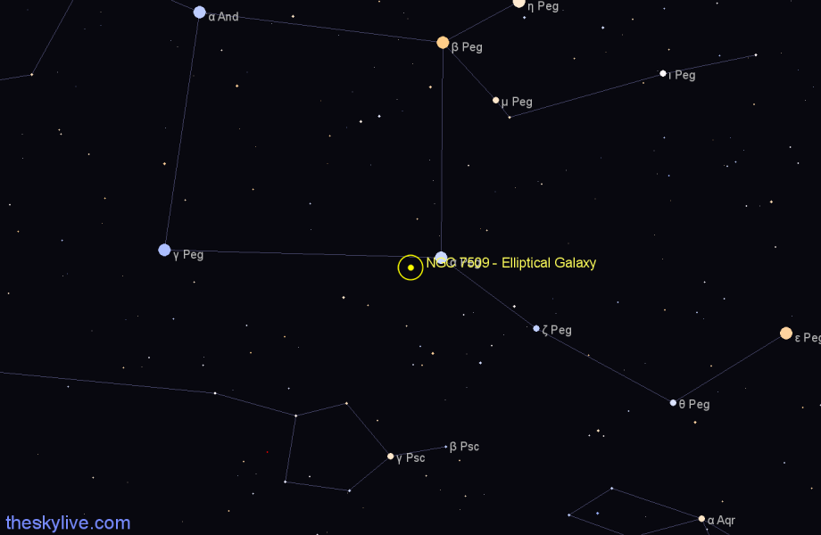 Finder chart NGC 7509 - Elliptical Galaxy in Pegasus star