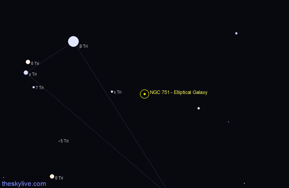 Finder chart NGC 751 - Elliptical Galaxy in Triangulum star
