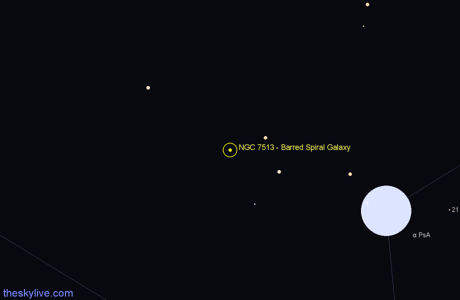 Finder chart NGC 7513 - Barred Spiral Galaxy in Sculptor star