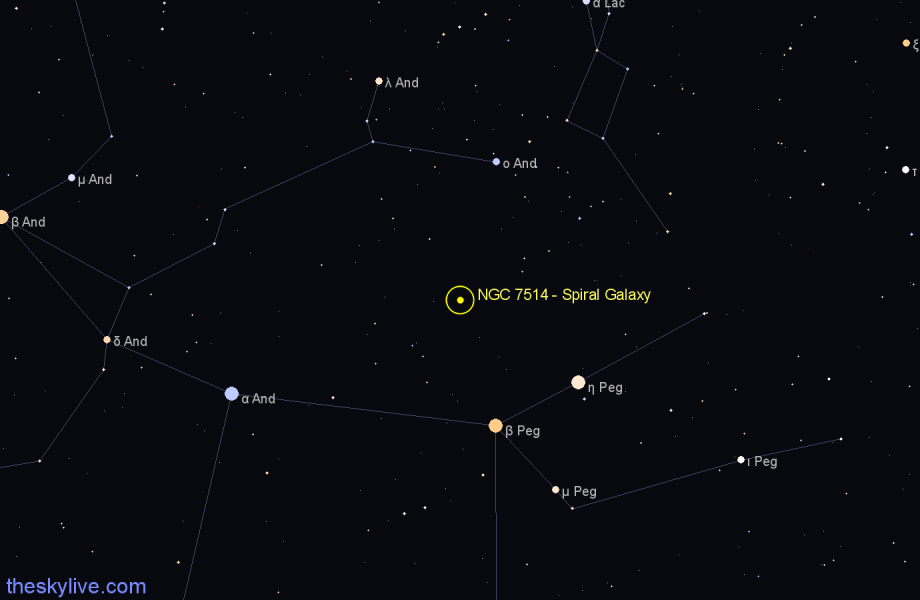 Finder chart NGC 7514 - Spiral Galaxy in Pegasus star