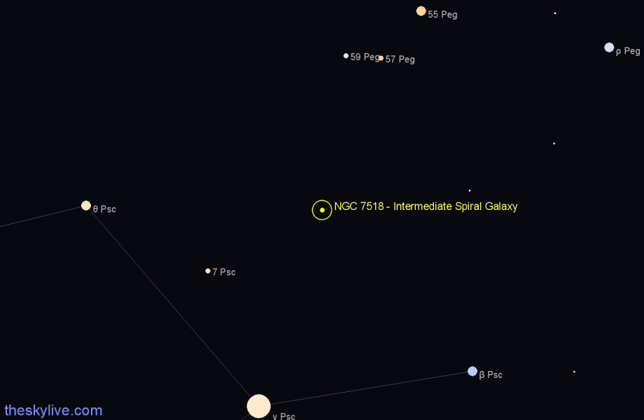 Finder chart NGC 7518 - Intermediate Spiral Galaxy in Pisces star