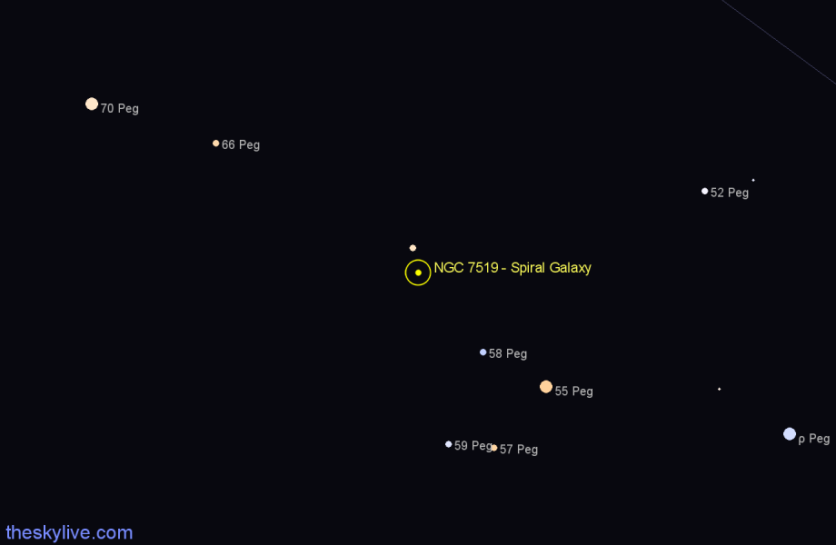 Finder chart NGC 7519 - Spiral Galaxy in Pegasus star