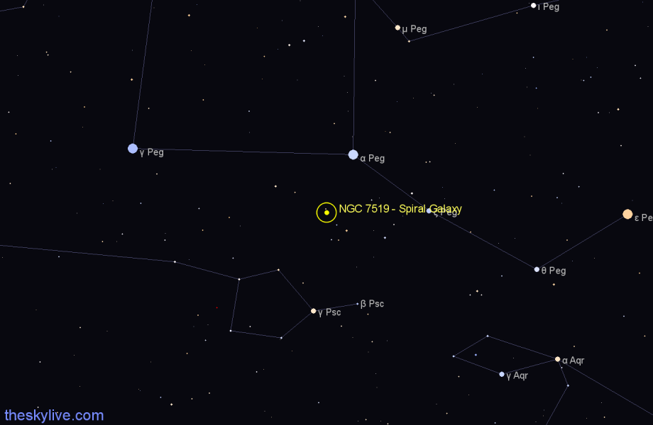 Finder chart NGC 7519 - Spiral Galaxy in Pegasus star