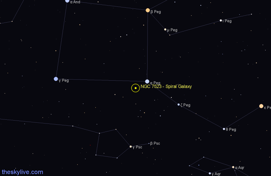 Finder chart NGC 7523 - Spiral Galaxy in Pegasus star