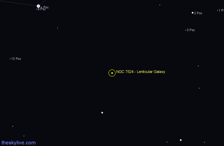 Finder chart NGC 7524 - Lenticular Galaxy in Pisces star