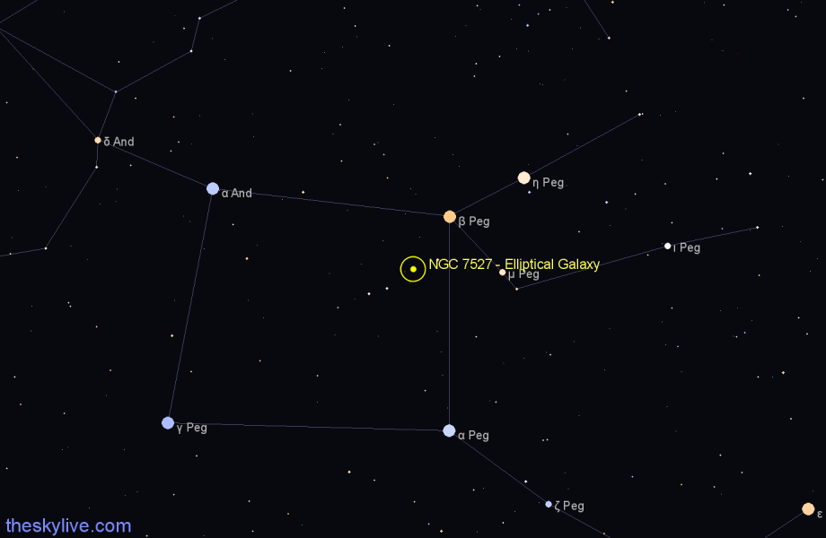 Finder chart NGC 7527 - Elliptical Galaxy in Pegasus star