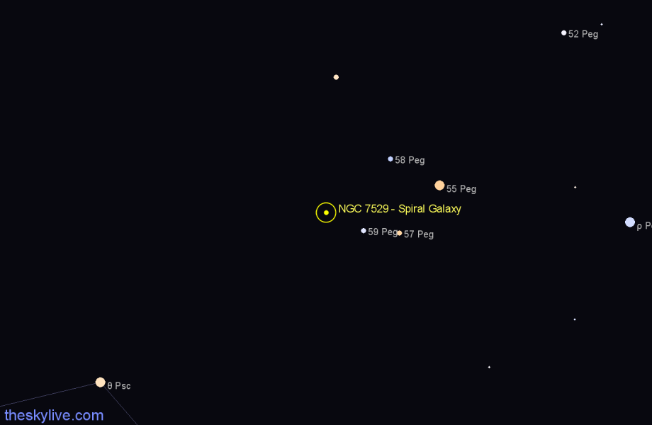 Finder chart NGC 7529 - Spiral Galaxy in Pegasus star