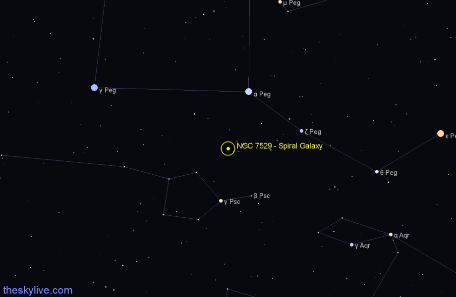 Finder chart NGC 7529 - Spiral Galaxy in Pegasus star