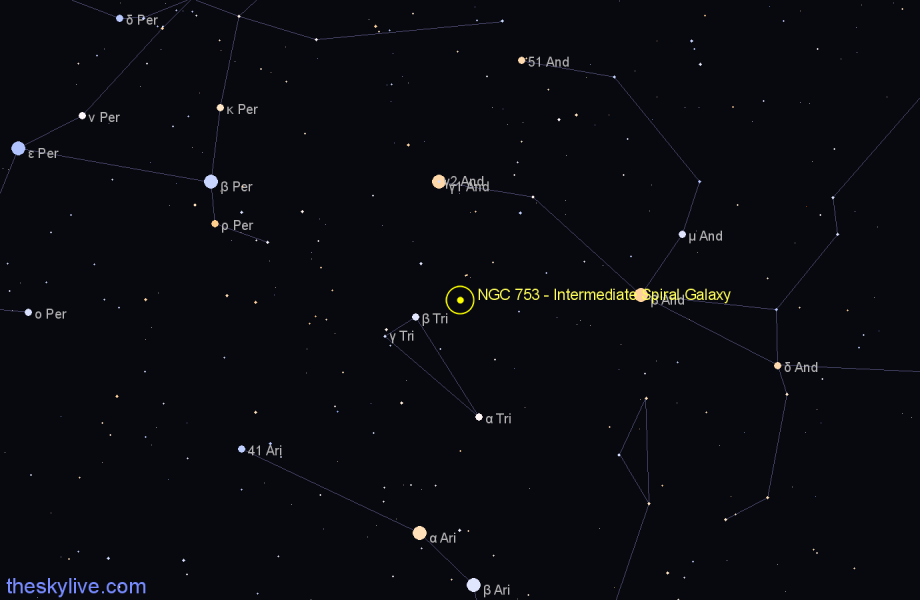 Finder chart NGC 753 - Intermediate Spiral Galaxy in Andromeda star