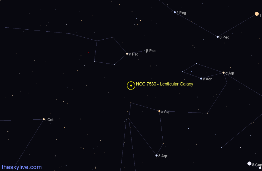 Finder chart NGC 7530 - Lenticular Galaxy in Pisces star