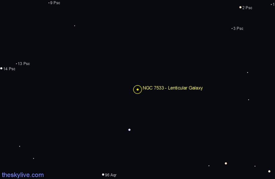 Finder chart NGC 7533 - Lenticular Galaxy in Pisces star