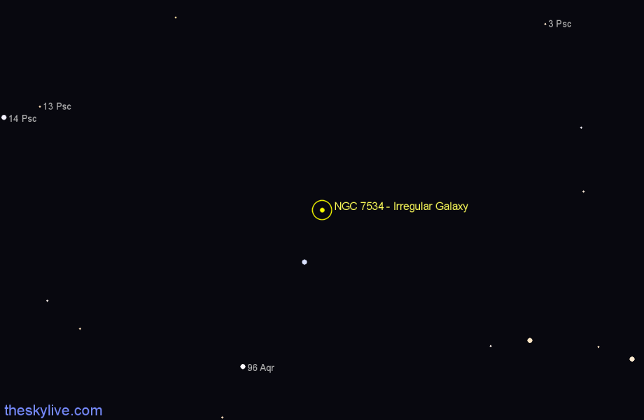 Finder chart NGC 7534 - Irregular Galaxy in Pisces star
