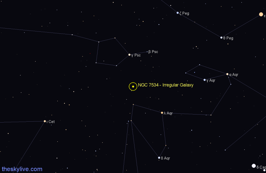 Finder chart NGC 7534 - Irregular Galaxy in Pisces star