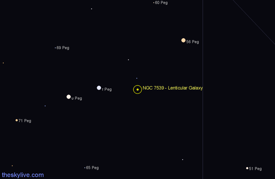 Finder chart NGC 7539 - Lenticular Galaxy in Pegasus star