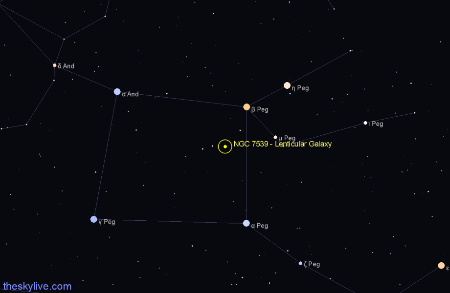 Finder chart NGC 7539 - Lenticular Galaxy in Pegasus star