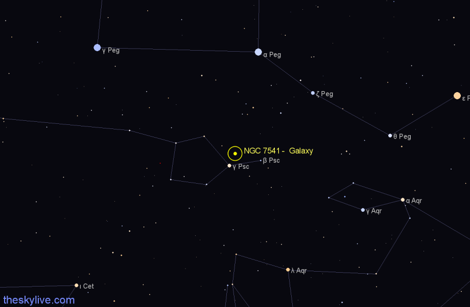 Finder chart NGC 7541 - Galaxy in Pisces star