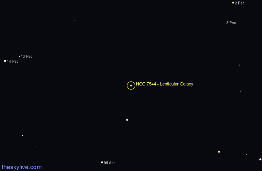 Finder chart NGC 7544 - Lenticular Galaxy in Pisces star