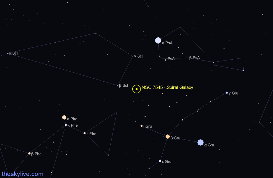 Finder chart NGC 7545 - Spiral Galaxy in Grus star