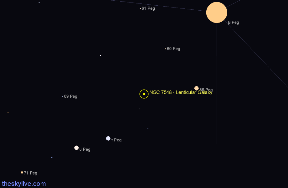 Finder chart NGC 7548 - Lenticular Galaxy in Pegasus star
