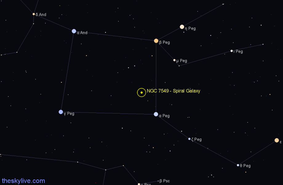 Finder chart NGC 7549 - Spiral Galaxy in Pegasus star