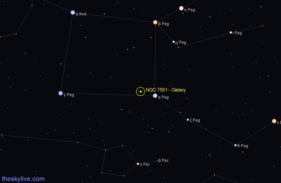 Finder chart NGC 7551 - Galaxy in Pegasus star