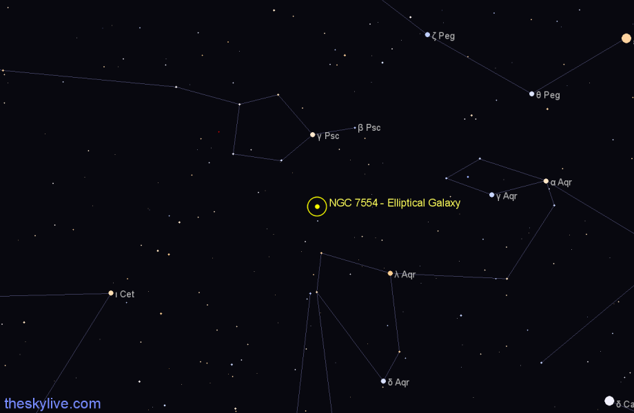Finder chart NGC 7554 - Elliptical Galaxy in Pisces star