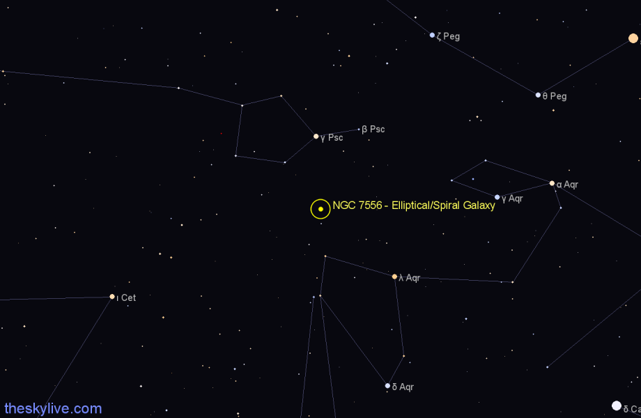 Finder chart NGC 7556 - Elliptical/Spiral Galaxy in Pisces star