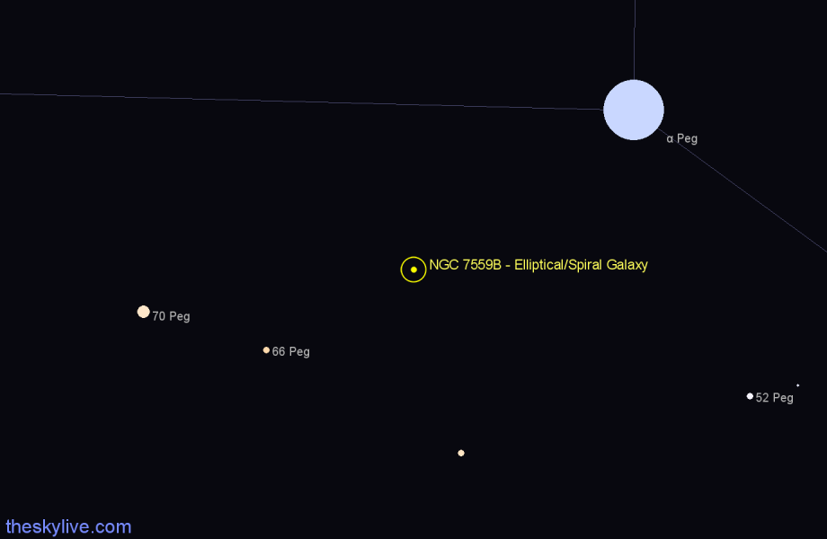 Finder chart NGC 7559B - Elliptical/Spiral Galaxy in Pegasus star