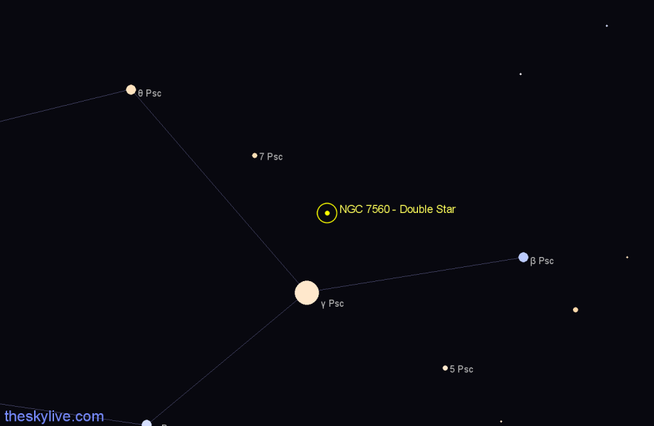 Finder chart NGC 7560 - Double Star in Pisces star