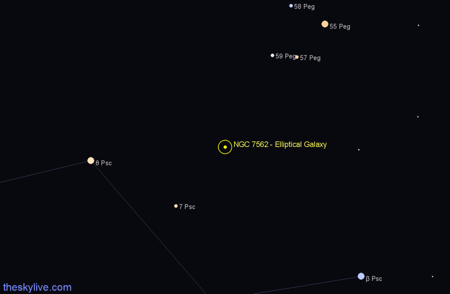 Finder chart NGC 7562 - Elliptical Galaxy in Pisces star