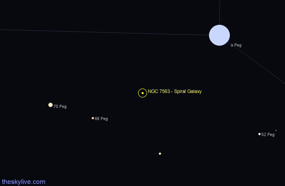 Finder chart NGC 7563 - Spiral Galaxy in Pegasus star