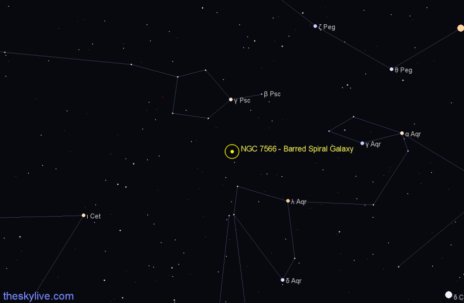 Finder chart NGC 7566 - Barred Spiral Galaxy in Pisces star