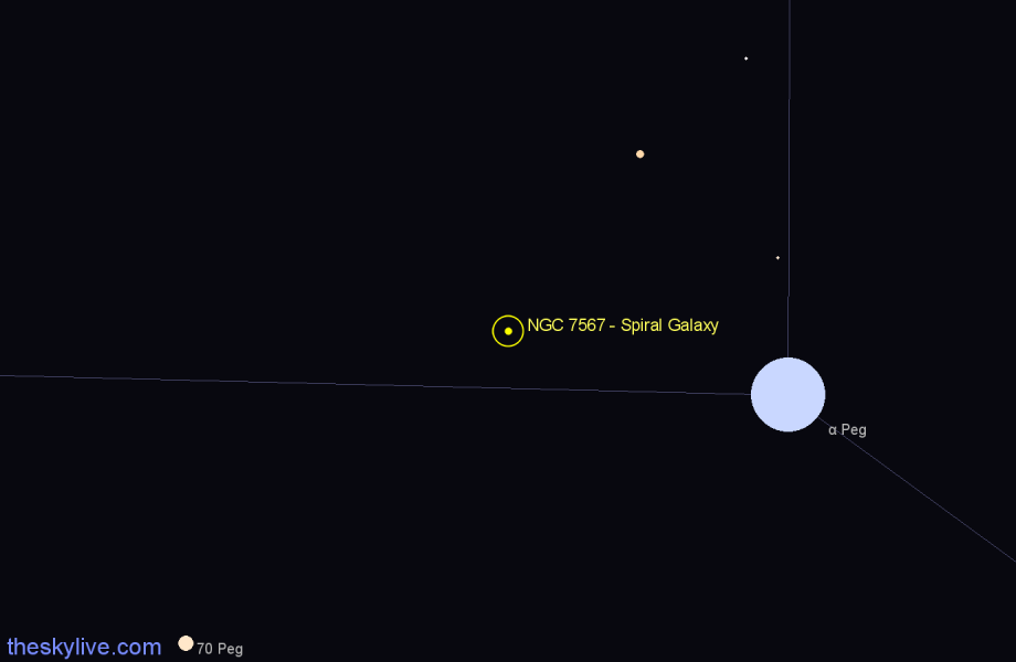 Finder chart NGC 7567 - Spiral Galaxy in Pegasus star