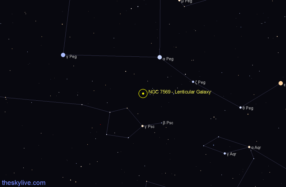 Finder chart NGC 7569 - Lenticular Galaxy in Pegasus star