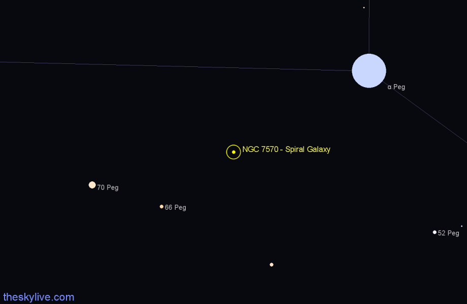 Finder chart NGC 7570 - Spiral Galaxy in Pegasus star
