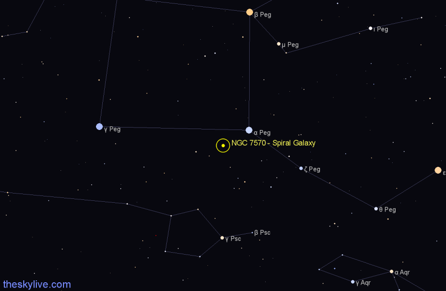 Finder chart NGC 7570 - Spiral Galaxy in Pegasus star