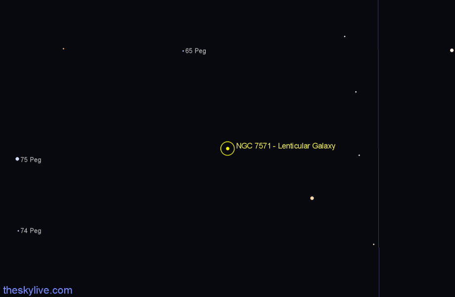 Finder chart NGC 7571 - Lenticular Galaxy in Pegasus star