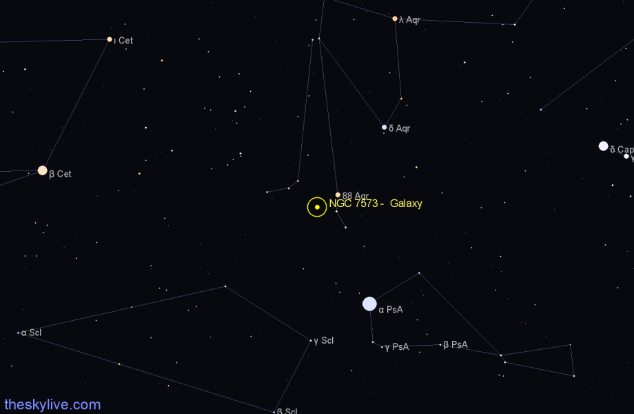 Finder chart NGC 7573 - Galaxy in Aquarius star