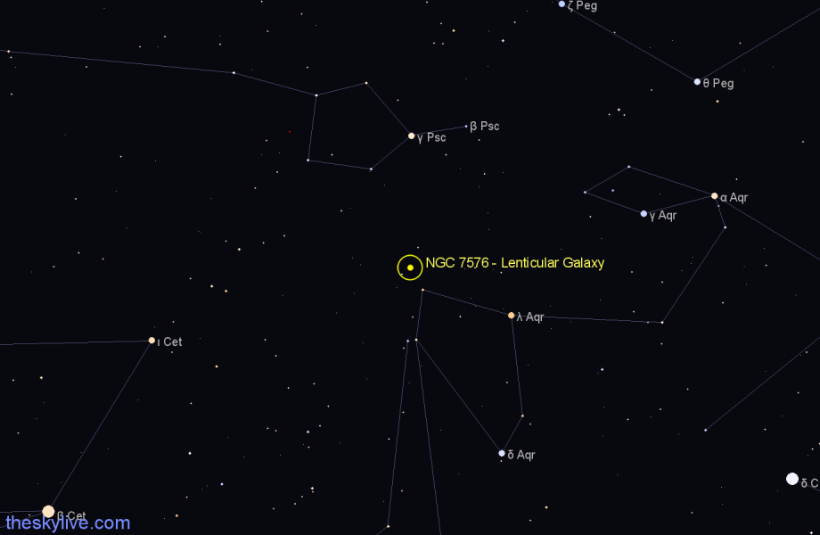 Finder chart NGC 7576 - Lenticular Galaxy in Aquarius star