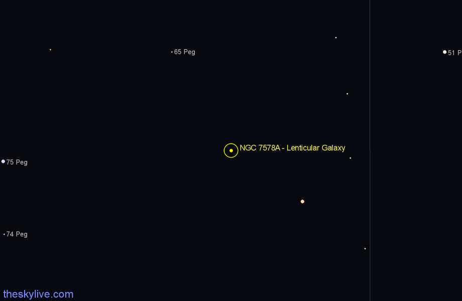 Finder chart NGC 7578A - Lenticular Galaxy in Pegasus star