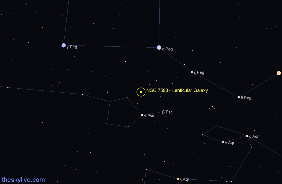 Finder chart NGC 7583 - Lenticular Galaxy in Pisces star