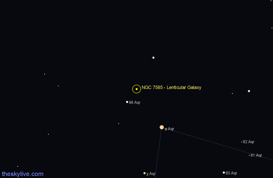 Finder chart NGC 7585 - Lenticular Galaxy in Aquarius star