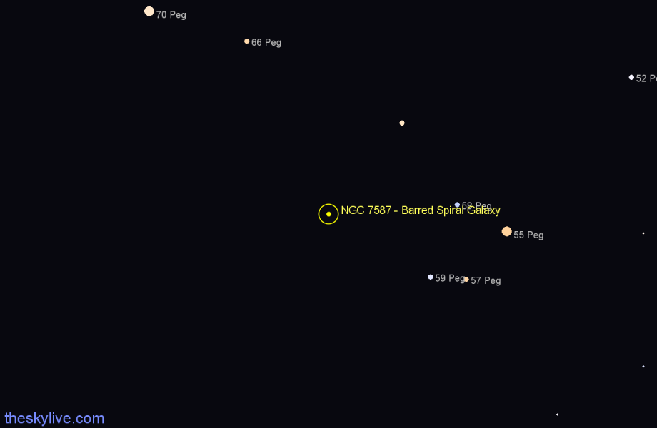 Finder chart NGC 7587 - Barred Spiral Galaxy in Pegasus star