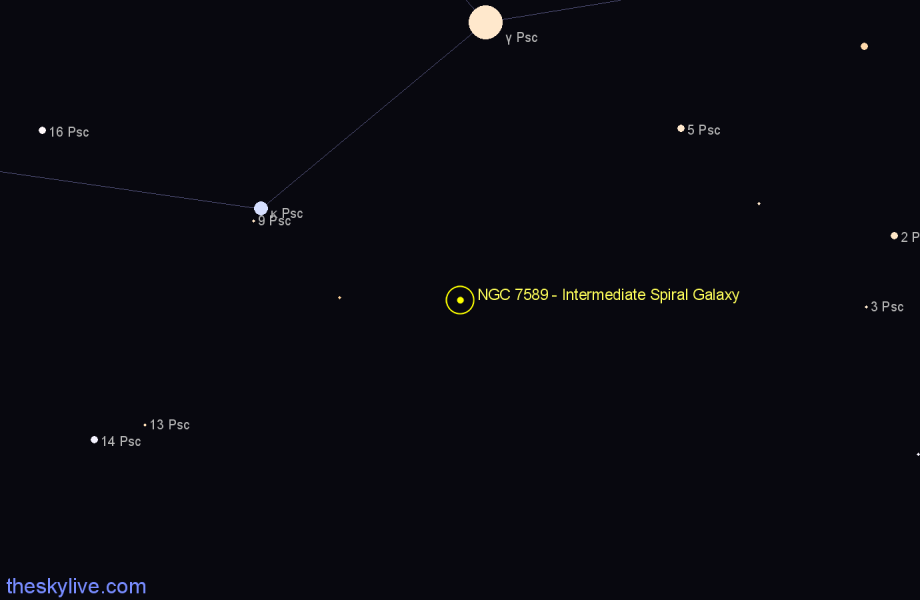 Finder chart NGC 7589 - Intermediate Spiral Galaxy in Pisces star